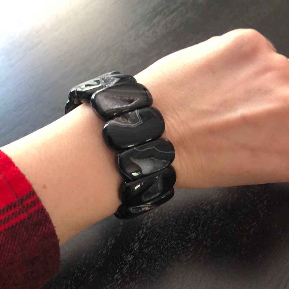 Agate Geode Bangle Stretch Bracelet - image 7